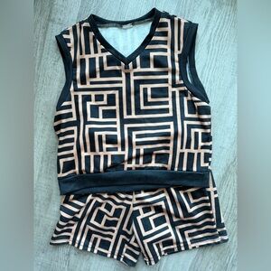 Shein Kids Geometric Black and Tan Two-Piece Set